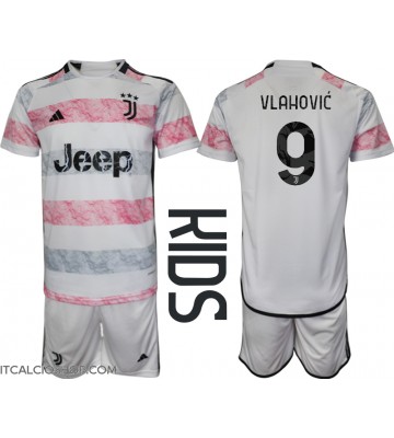 Juventus Dusan Vlahovic #9 Seconda Maglia Bambino 2023-24 Manica Corta (+ Pantaloni corti)